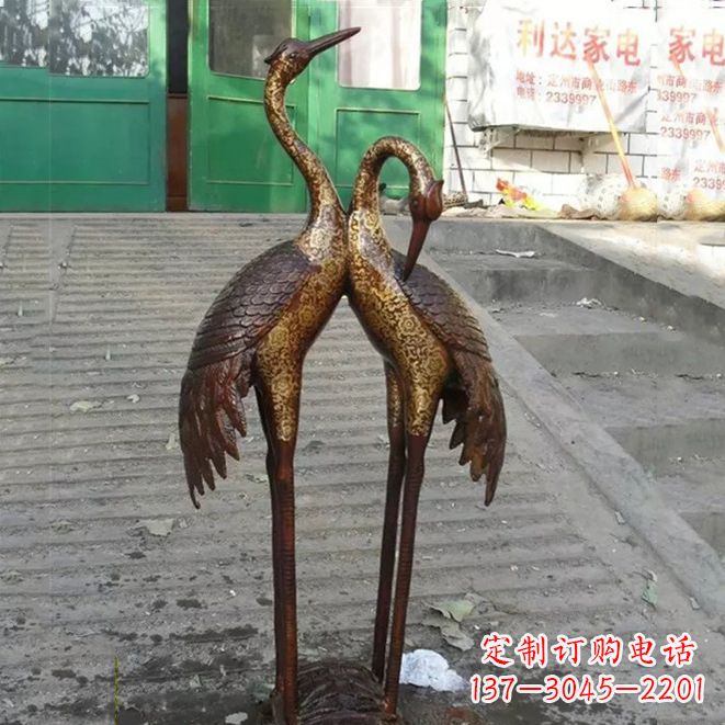 湖州铜雕仙鹤夫妻