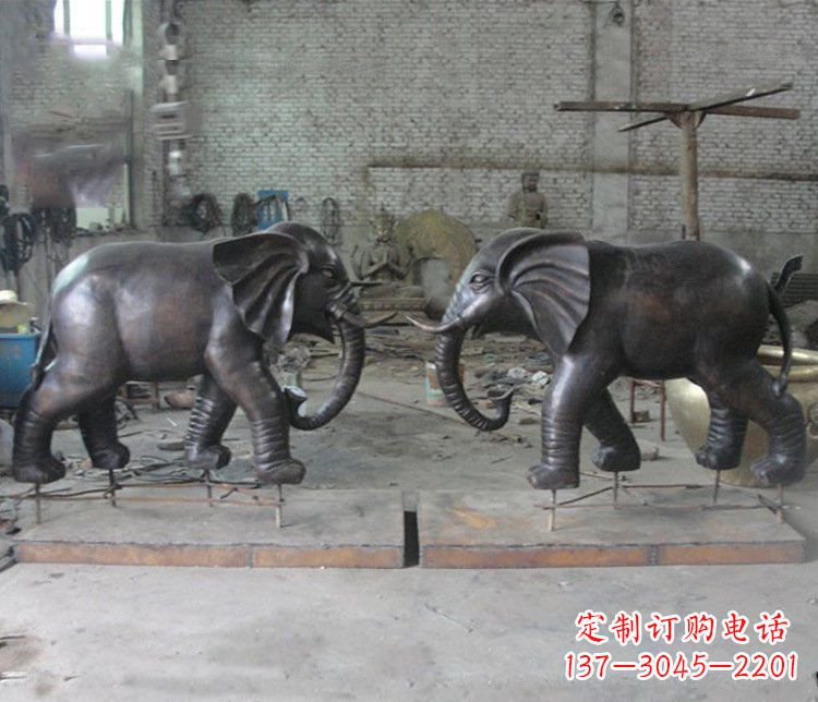 湖州铜雕园林动物大象雕塑 (2)