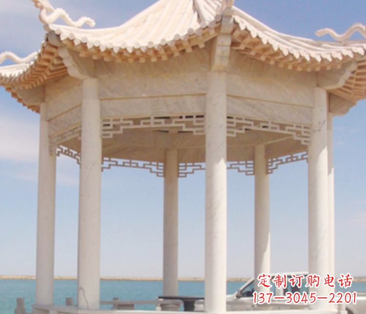 湖州晚霞红单层凉亭石雕