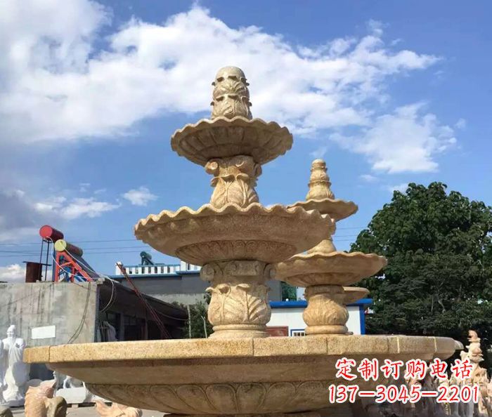 湖州晚霞红多层喷泉石雕