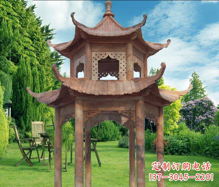 湖州晚霞红公园建筑凉亭