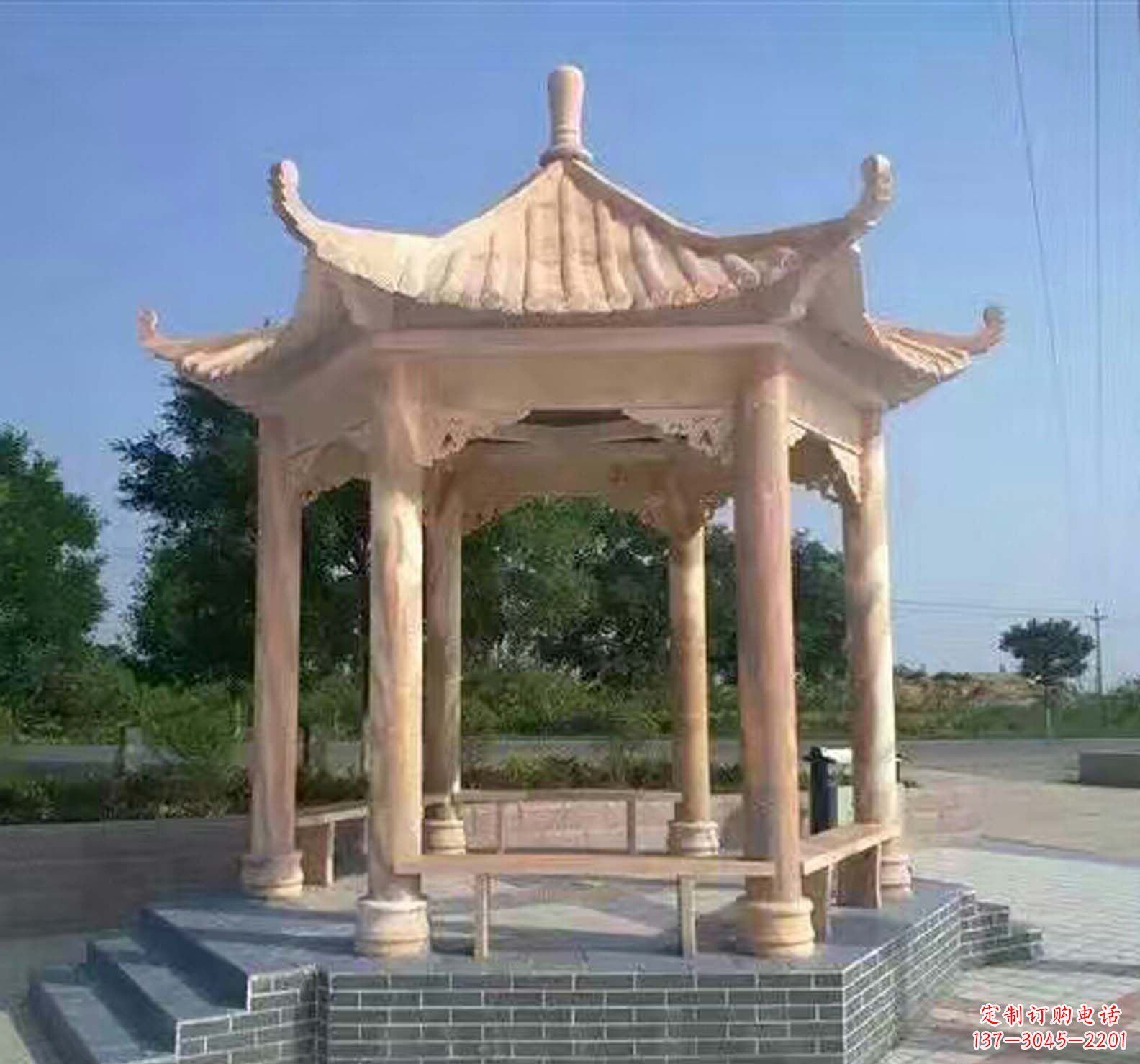 湖州晚霞红公园景观凉亭