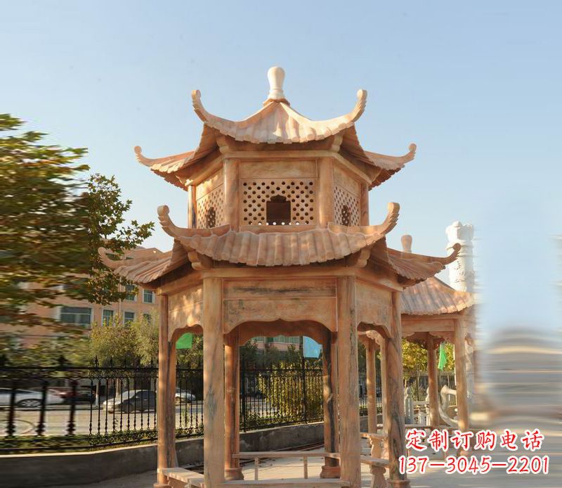 湖州晚霞红景区休息凉亭