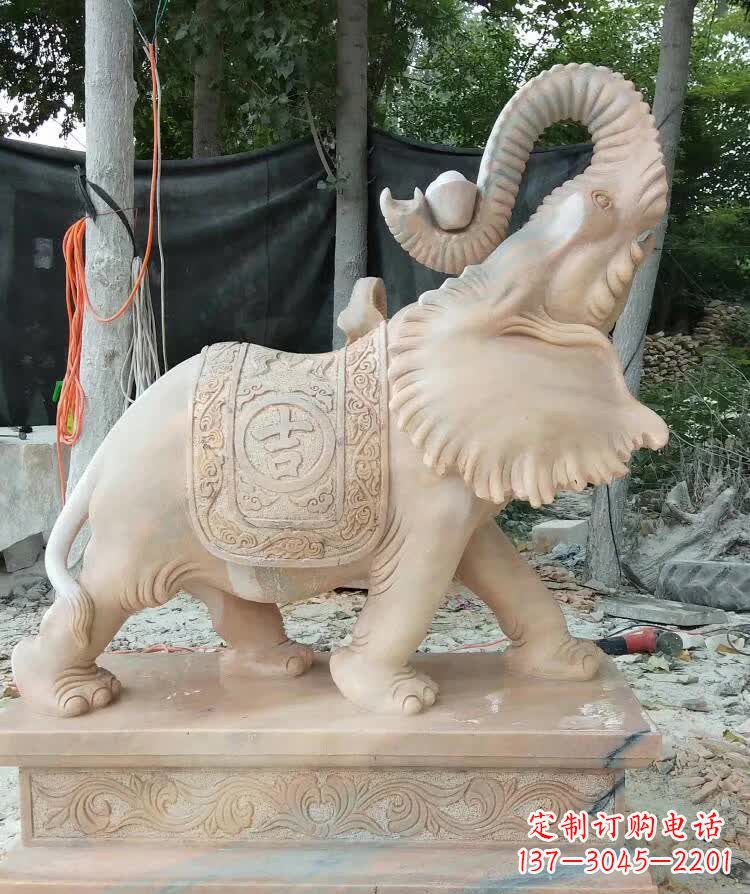 湖州晚霞红卷元宝大象雕塑