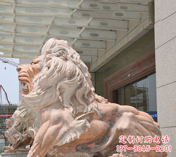 湖州晚霞红欧式狮子石雕 (3)