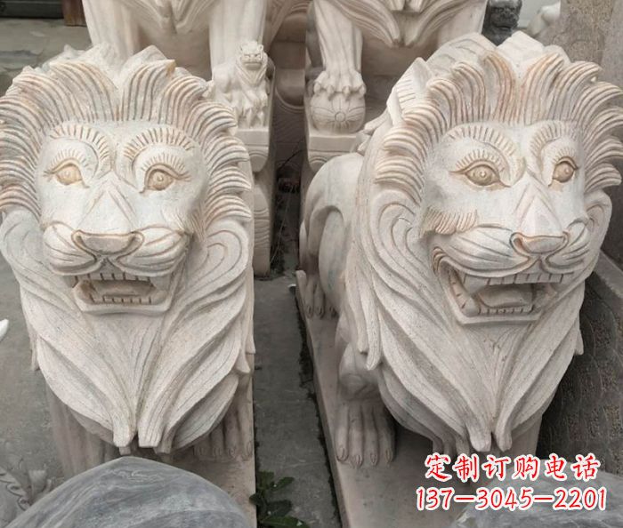 湖州晚霞红欧式狮子石雕 (2)