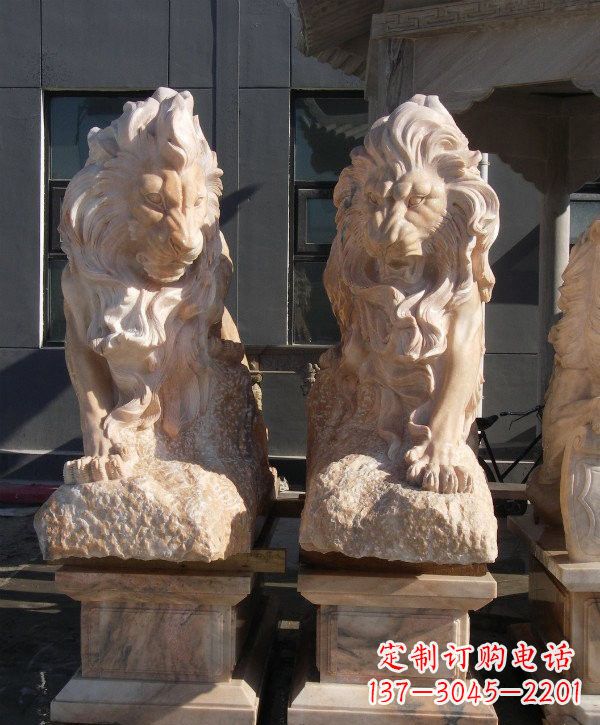 湖州晚霞红欧式狮子石雕