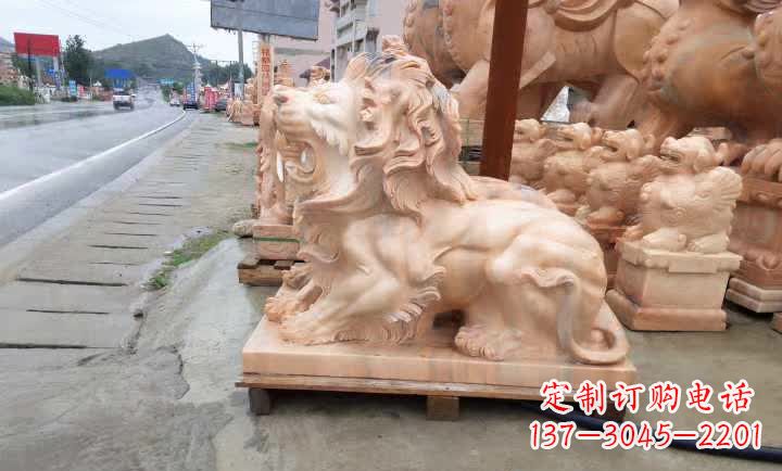 湖州晚霞红狮子雕塑