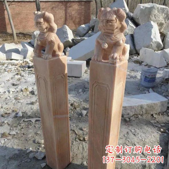 湖州晚霞红狮子拴马桩