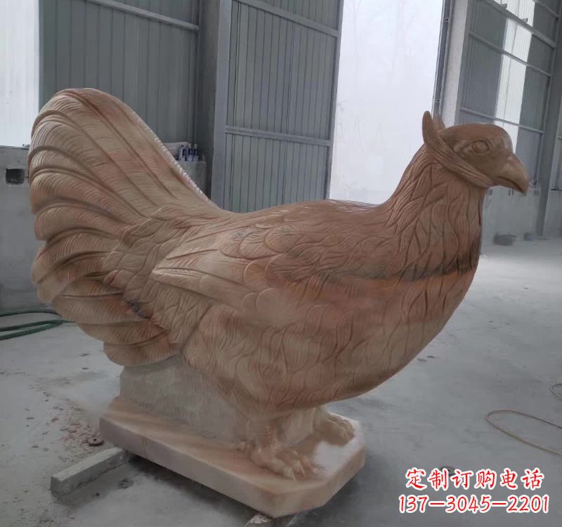 湖州晚霞红石雕母鸡