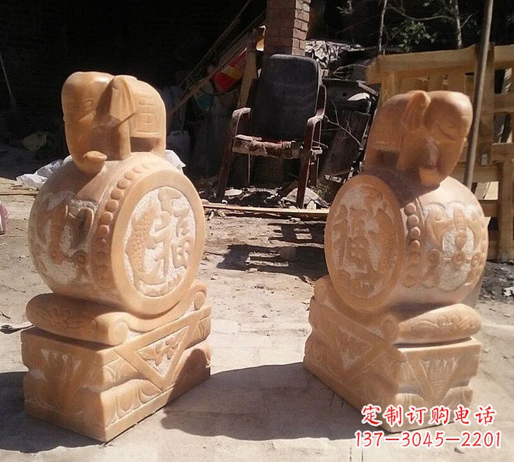 湖州晚霞红小象门墩