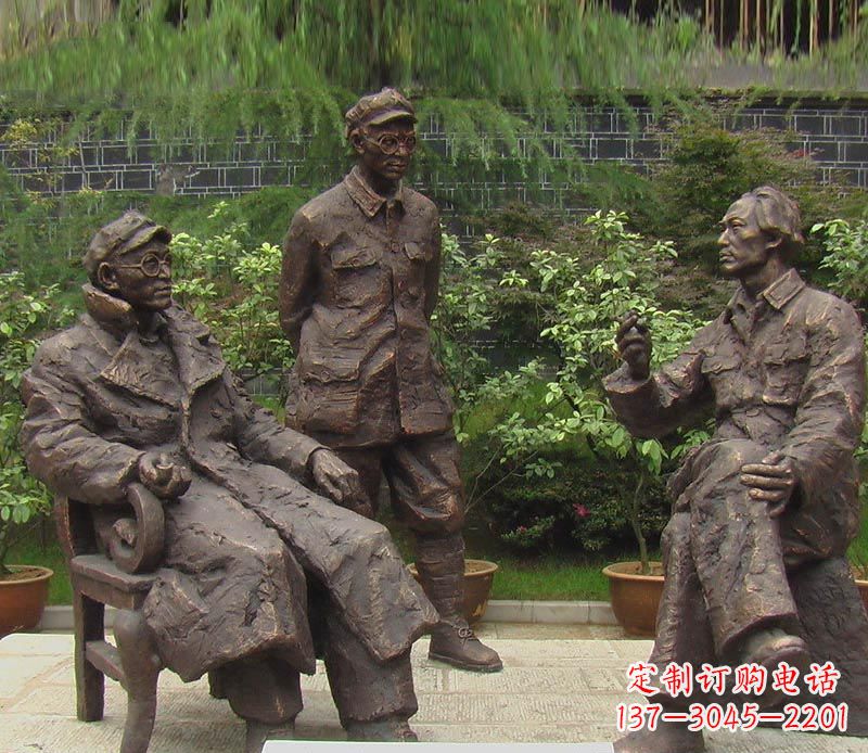 湖州伟人毛泽东刘伯承铜雕