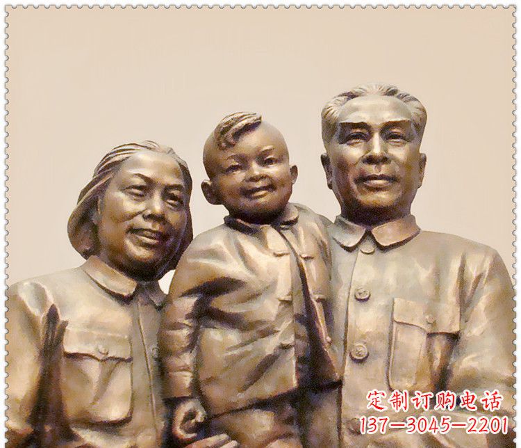 湖州伟人周恩来一家铜雕