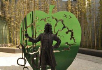 湖州拿着苹果的牛顿西方名人铜雕