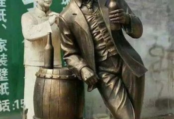湖州牛仔喝酒广场人物铜雕