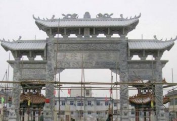 湖州专业定制农村三门牌坊石雕