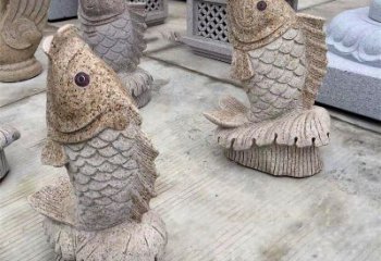 湖州花岗岩石雕-鲤鱼雕塑