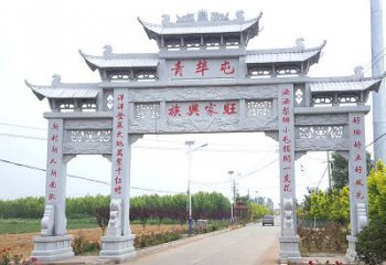 湖州青埠屯村口石牌坊雕塑--品质精湛、细节无可挑剔