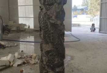 湖州精美的青石龙浮雕柱子