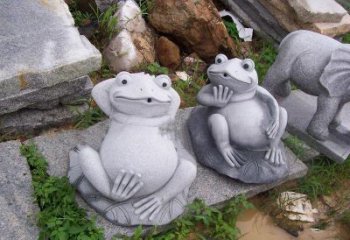 湖州别具一格的青石青蛙喷水雕塑