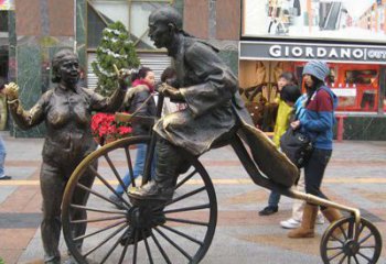 湖州骑自行车铜雕，精美的艺术礼物