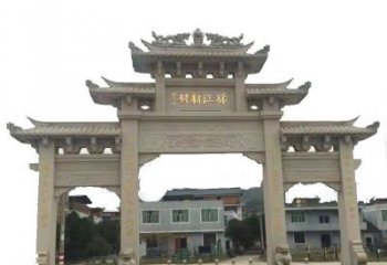 湖州三门牌坊仿古石雕，雕刻精美传承传统