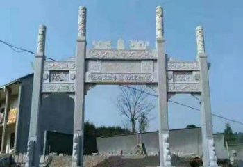 湖州三门仿古牌坊石雕，精致雕刻典雅之美
