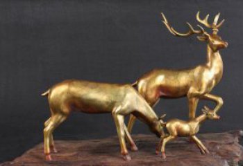 湖州三只小鹿公园动物铜雕，把自然气息带回家
