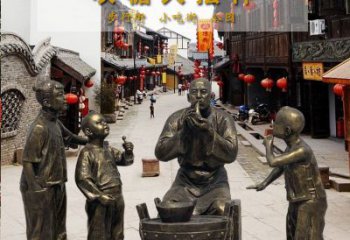 湖州领雕塑：特色小品铜雕糖人