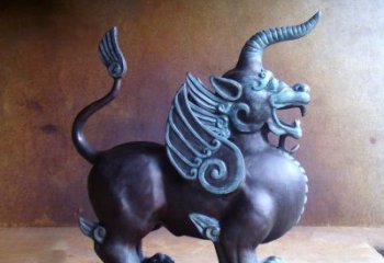 湖州传承中国神兽文化的独角兽铜雕塑
