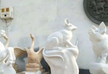 湖州独具个性的汉白玉老鼠石雕