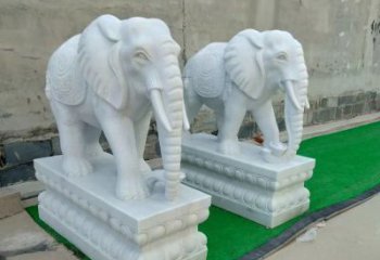 湖州中领雕塑：精美大象汉白玉雕塑