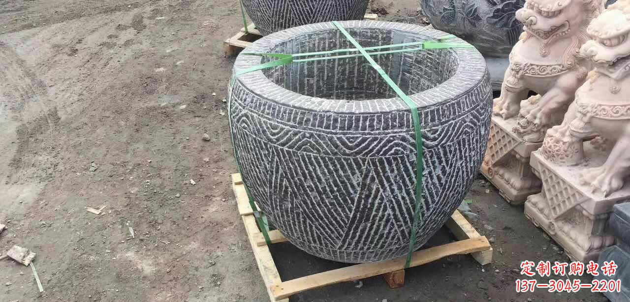 湖州纹理石浮雕水缸