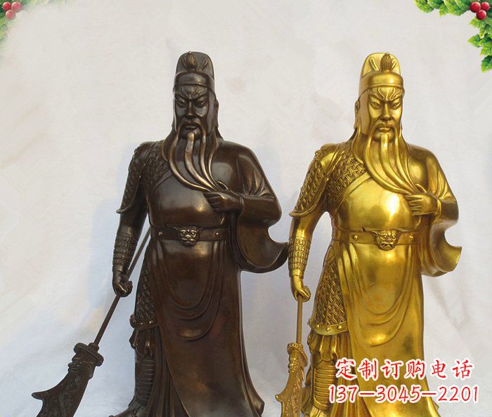 湖州武财神持刀关公铜雕 (2)