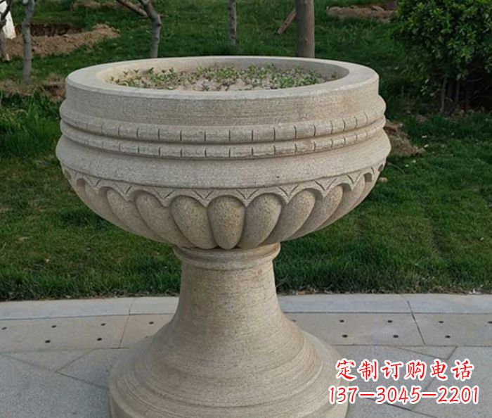 湖州小区大理石花盆摆件石雕