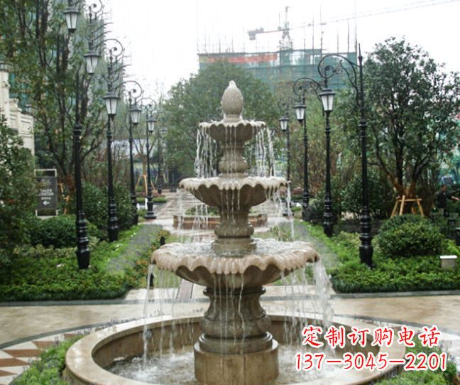 湖州小区景观大理石喷泉石雕 (4)