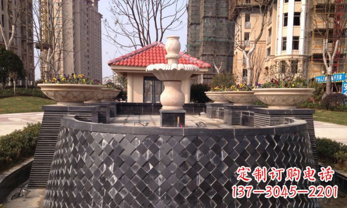 湖州小区景观大理石喷泉石雕 (3)