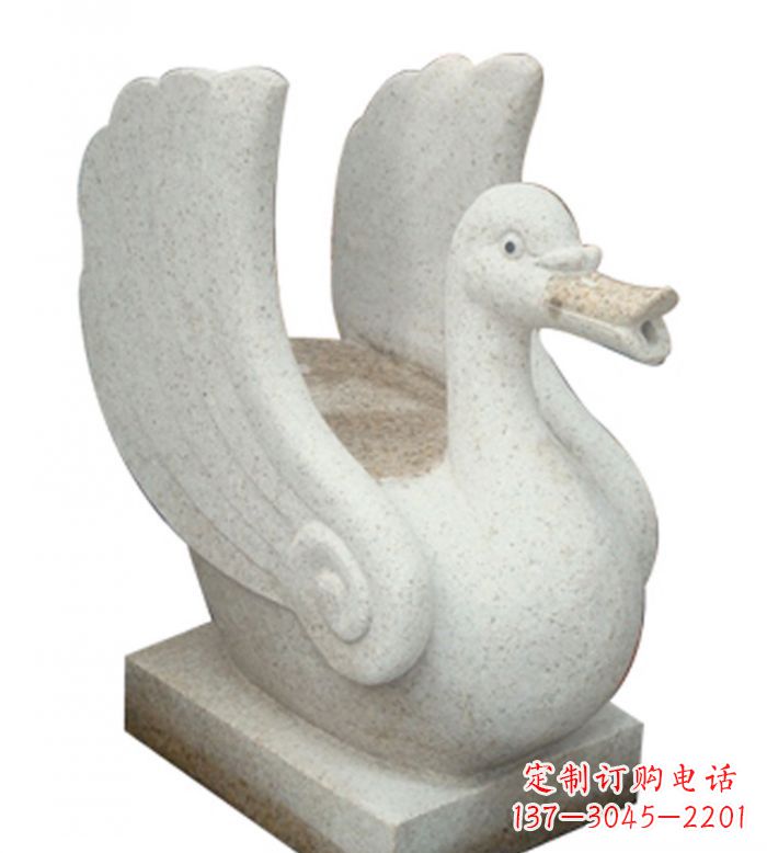 湖州小区景观大理石天鹅喷泉石雕 (2)