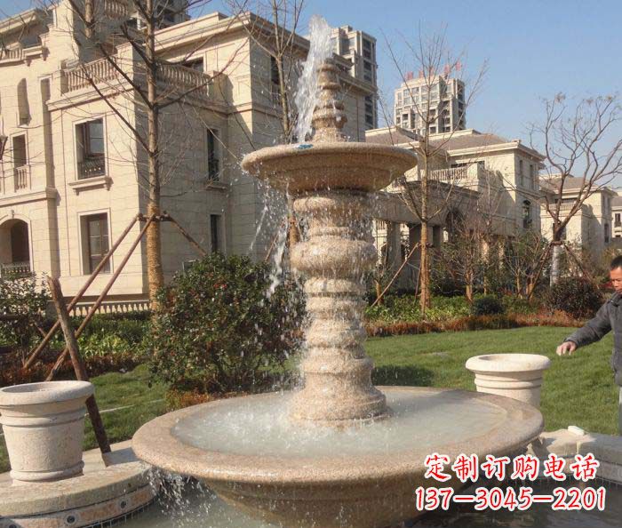 湖州小区景观多层喷泉石雕 (2)