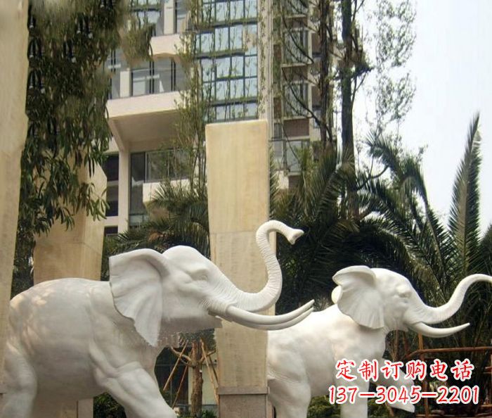 湖州小区景观汉白玉大象石雕