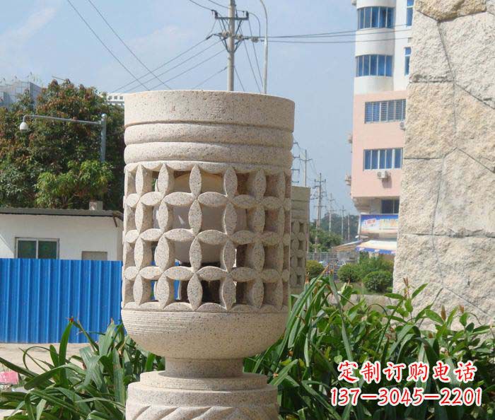 湖州小区景观镂空石灯石雕