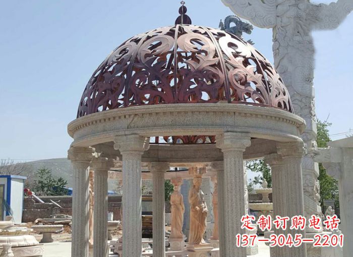 湖州小区欧式圆顶凉亭石雕 (3)