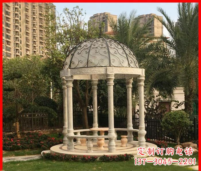 湖州小区欧式圆顶凉亭石雕 (2)