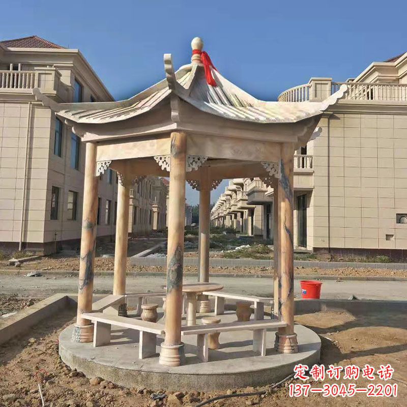 湖州小区庭院石雕凉亭