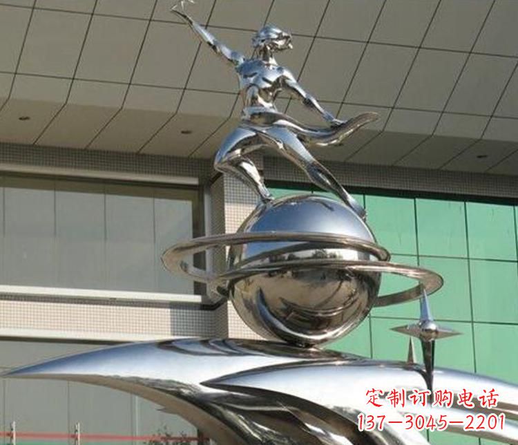 湖州校园不锈钢地球和学生景观雕塑