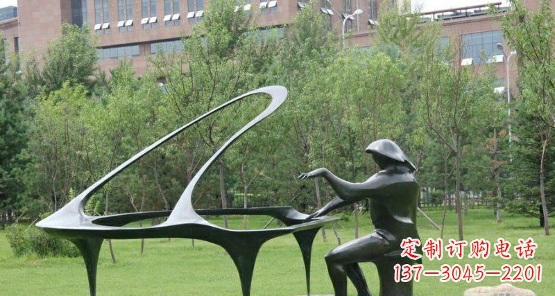 湖州校园弹钢琴景观铜雕