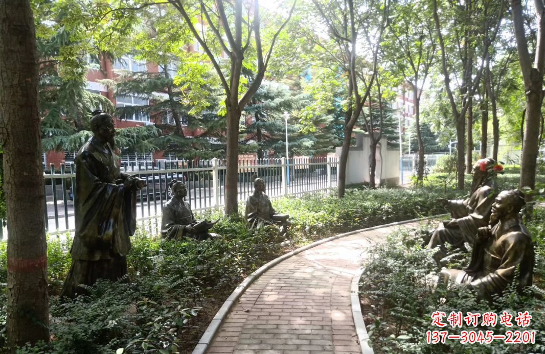 湖州校园古代名人孔子讲学铜雕