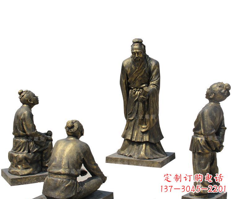 湖州校园孔子讲学铜雕塑