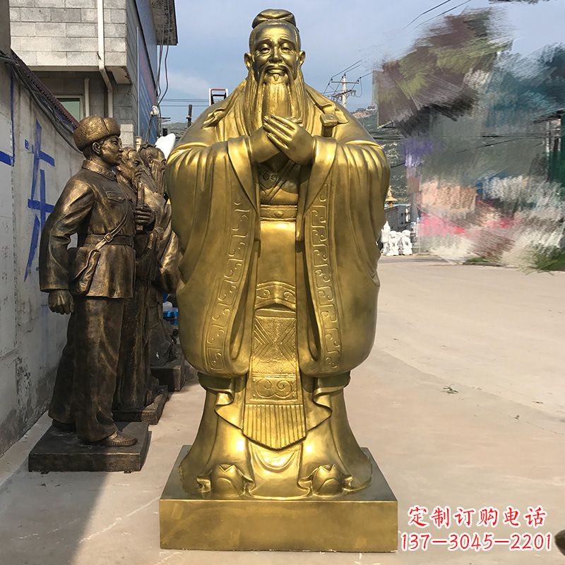 湖州校园孔子铜雕像