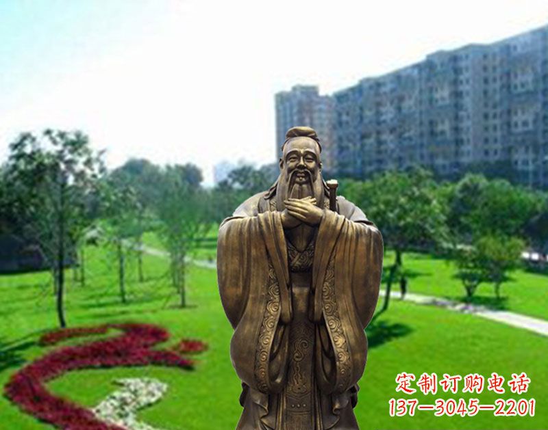 湖州学校孔子行教像铜雕